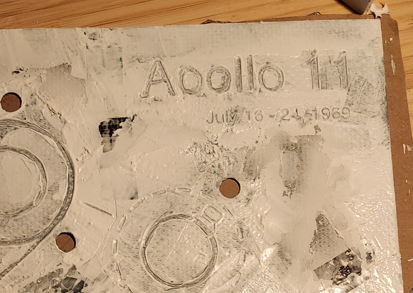 A piece covered in glue.