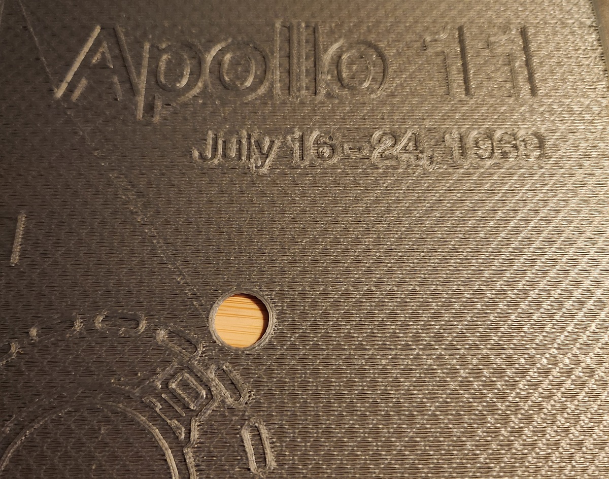 A panel up close, showing the printing artifacts.